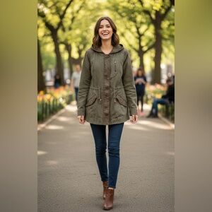 American Rag Women's Olive Hooded Jacket | Size: L | Color:  Green
